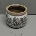 7.7" Large Ceramic Plant Pot Beige Pink Floral Vine Crackle Glaze Rustic Flowers Pot Decorative Planter with Drainage for Indoor Outdoor Plants Home Kitchen Office Decor Gift