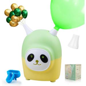 Balloon Pump Electric Portable Small Panda Balloon Inflator Blower Machine Air Pump Dual Nozzle Balloon Blower for Balloon Garland Arch Party Decoration