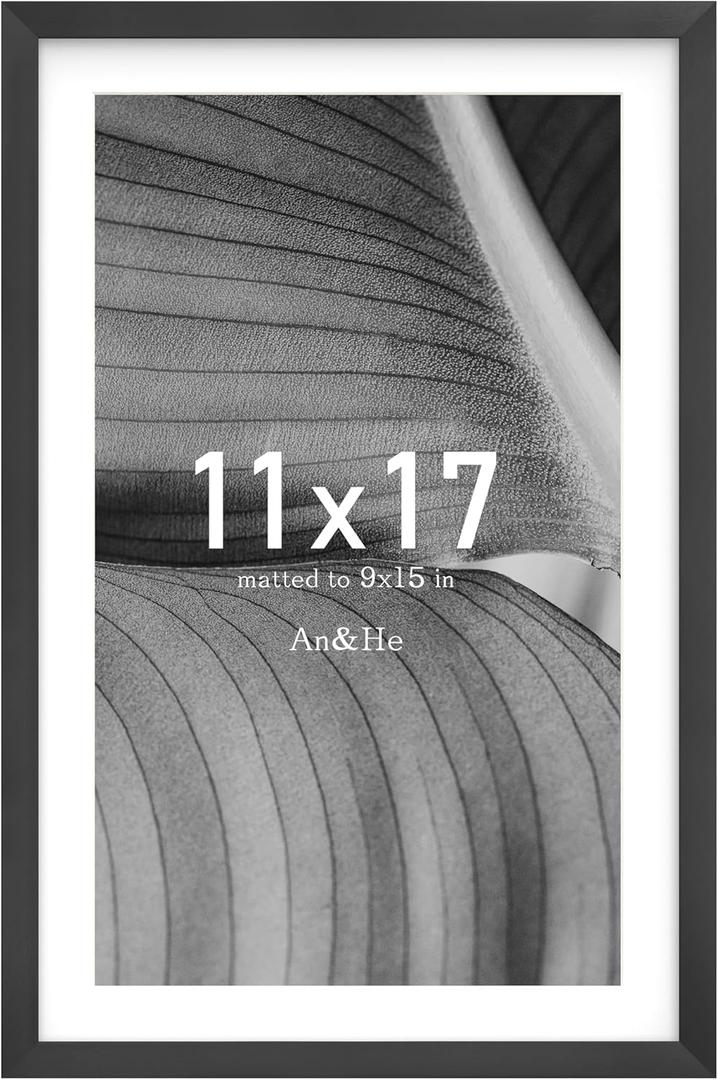 An&He 11x17 Picture Frame, Black Photo Frame for Tabletop and Wall Display, Minimalist Design, Set of 1