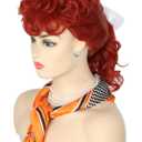 Topcosplay Women's Wig 6pcs Set Red 50's Housewife Halloween Costume Party Wigs