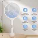 YISSVIC Electric Fly Swatter 4000V Bug Zapper Racket Dual Modes Mosquito Killer with Purple Mosquito Light Rechargeable for Indoor Home Office Backyard Patio Camping