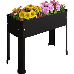 PROXRACER Raised Garden Bed with Detachable Legs Elevated Metal Planter Box for Growing Fresh Herbs Vegetables Flowers Succulents&Other Plants for Outdoor Backyard Patio Deck Balcony Black S