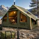 Inflatable Camping Tent with Pump, Stove Jack, Skylight, 4-6 Person, 118"L x 83"W x 83"H