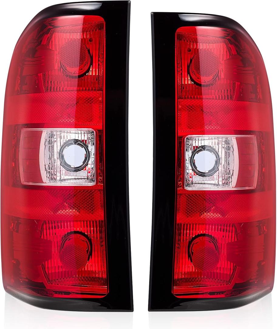 Tail Lights fit for Chevrolet Chevy Silverado 2007-2013 Factory Style Pickup Truck Tail lamps OE Replacement 2Pcs (Red)