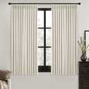 MIULEE Natural Pinch Pleated 100% Blackout Linen Curtains for Bedroom, Room Darkening Memory Trained Light Blocking Window Curtains 63 inches Long for Living Room, Black Out Pleat Drapes, 2 Panels