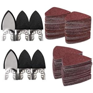 156pcs Finger Sanding Kit - 150 Papers & 6 Pads, 60-240 Grit for Multi-Tools, Wood/Metal/Plastic, Hook & Loop Backing