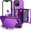 WeLoveCase iPhone 13 / 14 Wallet Case with Credit Card Holder & Hidden Mirror, Two Layer Shockproof Heavy Duty Protection Cover Protective Case for iPhone 13/14 6.1 Inch - Purple