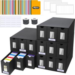 ATPWONZ Trading Card Storage Box, 15000+ Cards Deck Box for MTG Commander, Trading Cards Organizer with 48 Card Dividers, Labels & Tapes, Visible Card Deck Boxes for MTG TCG PTCG Sport Cards