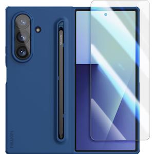 Nillkin for Samsung Galaxy Z Fold 7 Case with Upgraded Pen & Screen Protector, Fast Wireless Charging, Superior Liquid Silicone, Protective Slim Phone Case with Stylus for Galaxy Z Fold 7, Navy Blue