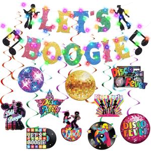 Epakh 35 Pcs 70s Disco Party Decorations with LED Color Lights 70s Party Banner and Hanging Swirls Disco Ceiling Hanging Decor for Back to Birthday Rock Hippie Boogie Party Supplies Epakh 35 Pcs 70s Disco Party Decorations with LED Color Lights 70s Party Banner and Hanging Swirls Disco Ceiling Hanging Decor for Back to Birthday Rock Hippie Boogie Party Supplies