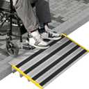 4" Rise Door Threshold Ramps for Doorways, Stable Yellow Edge, Aluminum Wheelchair Ramp for Home Steps, Adjustable Modular Entry Ramp for Scooters, Power Chairs, 880LBS Load Capacity