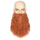 Yan Dream Men Long Curly Viking Ginger Beard Synthetic Reddish Brown Beard Mustache for Party Halloween