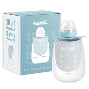 Papablic Fast Bottle Warmer with Feeding Tracker, Baby Bottle Warmer for Breastmilk or Formula, Ready Milk in 2 Mins, Accurate Temperature Control and Automatic Shut-Off