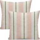Pink Sage Green Pillow Covers 24x24 Inch Set of 2 Boho Outdoor Striped Throw Pillows Abstract Polka Dot Modern Geometry Decorative Pillowcase Linen Cushion Case Decorations for Sofa Couch