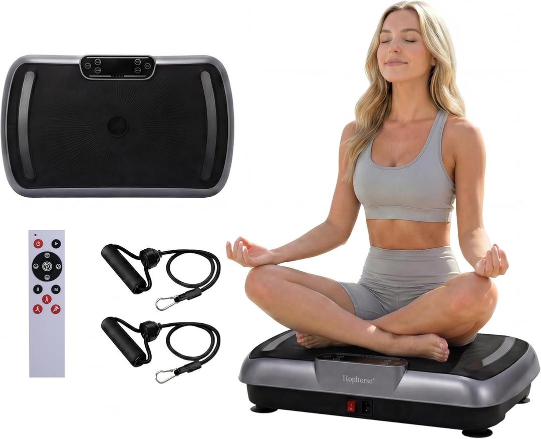 Vibration Plate Exercise Machine, Vibrating Plate for Lymphatic Drainage Weight Loss, Full Body Shake Plate with Resistance Bands, Vibration Board for Wellness Home Gyms Workout Gifts (Black)
