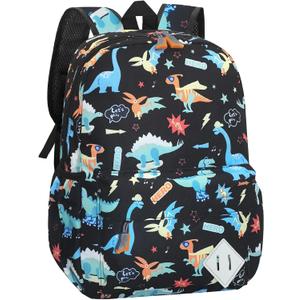 Kids Backpack for Girls Boys - 15 Inch Dinosaur Childrens Backpack Cute School Bag Kindergarten Backpack for Ages 3-8, Black