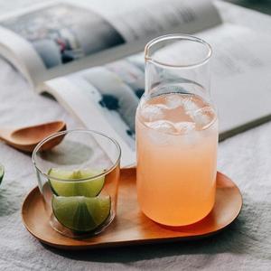 Bedside Water Carafe Set with Tumbler Glass Set, Nightstand Night Water Carafe with Cup Set, Glass Mouthwash Bottle Clear Juice Water Pitcher (500ml)