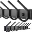 WEBI Coat Rack Wall Mounted,8 Coat Hooks for Hanging Coats,24" Heavy Duty Metal Double Hook Rack Rail Coat Hanger Wall Mount for Clothes Entryway Jacket,Black