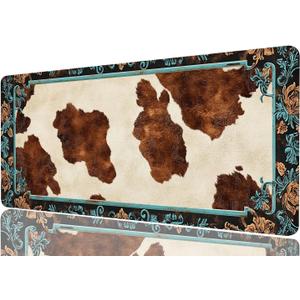 Western Highland Cow Desk Mat Gaming Desk Pad Large Mouse Keyboard Pad Cowhide Ranch Brown Desktop Mats Computer Keyboard Pad Mouse Mat Laptop Mat Office Home Decor 31.5" x 11.8"