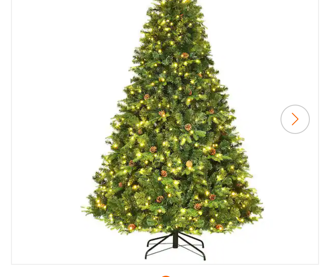 7.5 ft. Pre-Lit Artificial Christmas Tree Hinged with 540 LED Lights and Pine Cones