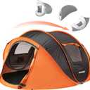 EchoSmile Pop Up Camping Tent, 2/4/6 Person Easy Setup Tent, Water Resistant Dome, Portable with Carry Bag (Black&Orange)