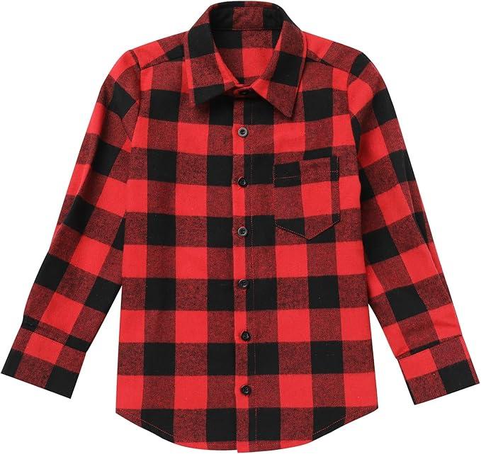 Mommy and Me Christmas Dresses Long Sleeve Green Red Black Buffalo Plaid Family Matching Outfits for Photoshoot Fall Winter Xmas Gingham Mom Daughter Daddy Son Matching Outfits Red Plaid (Men M)