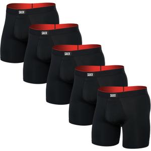 SAXX Underwear Co. Men's Underwear with Pouch Multi Sport Mesh Boxer Brief Fly 5Pk (Black)