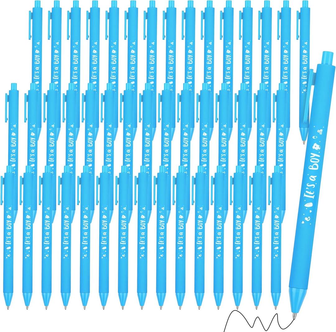 Aodaer 60 Pieces It's a Boy Baby Shower Ballpoint Pens, Retractable Gel Pen with Soft Grip, Comfortable Black Ink Pens for Boys Baby Shower Favors Party Guests Gifts