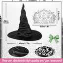 Witch Hat and Princess Crown Set Halloween Cosplay Accessories Queen Crown and Black Wizard Hats for Pink Green Party Favors Birthday Dress up Costume