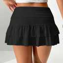 Women's Y2K Ruffle Mini Skirt Low Waist Layered Flowy Golf Skorts Skirt (Black, M)