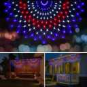 3 Packs American Flag Lights Outdoor - 4x2 FT Half Fan Shape Patriotic Net Light with 8 Modes, 450 LED Waterproof Red White and Blue Lights, 4th of July Memorial Day Decorations for 250th Anniversary