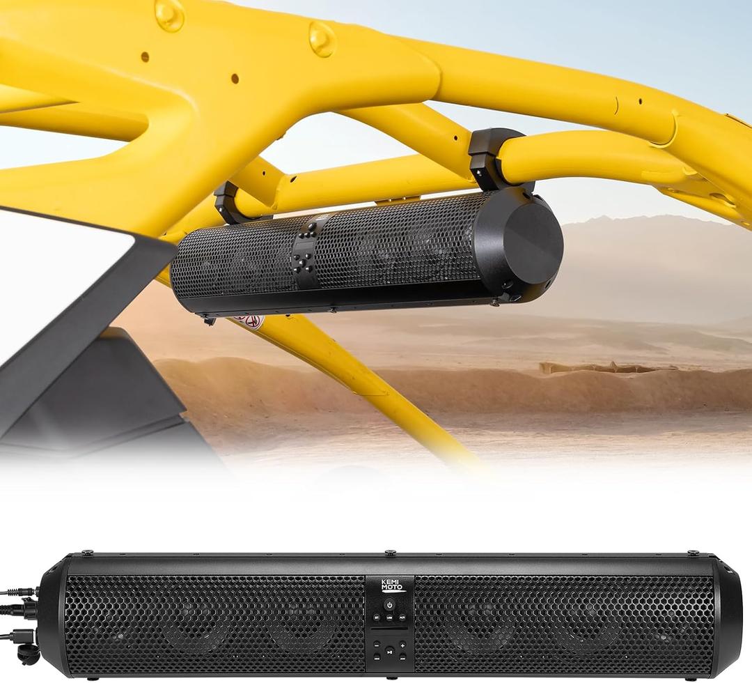 KEMIMOTO UTV Sound Bar 28 Inch Golf Cart Speaker Bluetooth-Compatitble, IPX5 Waterproof ATV SoundBar Compatible with RZR Can-Am X3 Defender CFMOTO for 1.56"- 2.25" Roll Cage