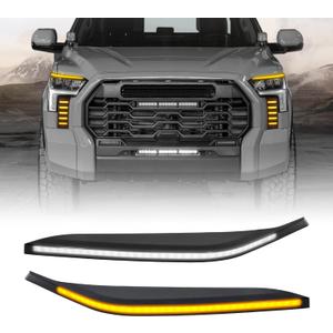 LED Daytime Running Lights For 2022 2023 2024 Toyota Tundra CrewMax SR SR5 Limited Fog Light Headlights DRL Assemblies Replacement black lens (DRL3)