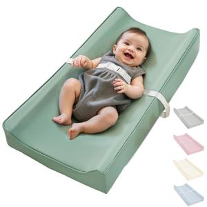 Vegan Leather Waterproof Baby Changing Pad - Wipeable, Extra Thick & Portable & Non-Slip Diaper Mat for Dresser, Crib, Travel | Soft & Safe (Green)