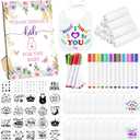 Panitay 100 Pcs DIY Baby Bibs Decorating Kit 50 White Bibs 25 Stencils 24 Fabric Markers 1 Baby Shower Game Sign