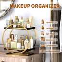 Makeup Organizer for Vanity, Black Gold Perfume Organizer for Dresser, 2-Tier Bathroom Countertop Organizers, Bathroom Counter Shelf Skincare Holder Perfume Tray Cosmetic Display