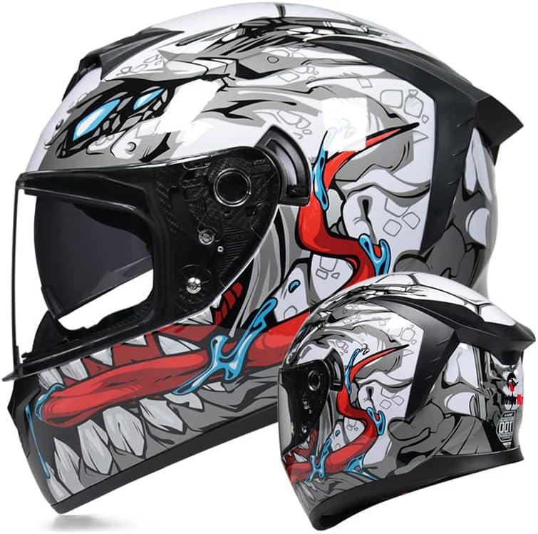 Unisex-Adult Full Face Motorcycle Helmet DOT Approved Motorbike Moped Street Bike Racing Crash Helmet with Graphic (Transparent Mirror, X-Large)