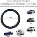 Yourkar Car Steering Wheel Cover, 15 Inch Leather Round Comfy Grip Steering Wheel Protector, Anti-Slip Steering Wheel Cover with 3D Honeycomb for Most Vehicles, Car Accessories (Blue)