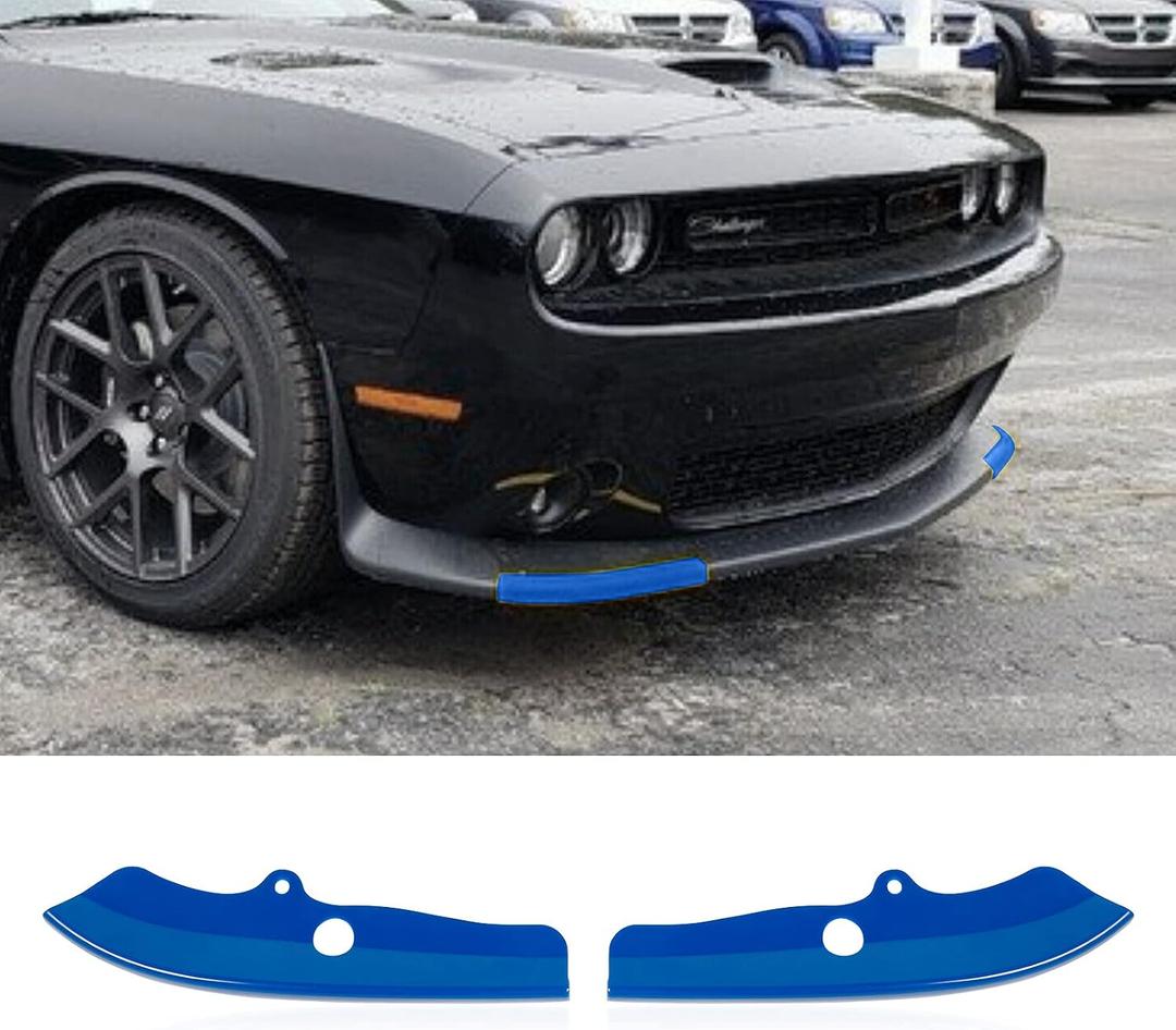 Voodonala Front Bumper Lip Splitter Protector Cover Replacement Part for 2015-2023 Dodge Challenger Scat Pack R/T GT SRT Plus,Not for Widebody(Blue,2pcs/Set)
