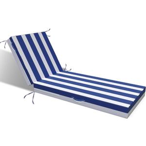 L'AGRATY Outdoor Lounge Chaise Cushion: 72x21x3 Inch Waterproof Lounge Chair Cushion for Outdoor Furniture with Fade Resistant Removable Cover - Patio Cushions for Pool Lawn(Navyblue White 1Pack)