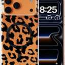 for iPhone 17 Pro Max Case [Compatible with MagSafe] Clear Cute Floral Design Magnetic Wireless Charging, Slim Shockproof for iPhone 17 Pro Max Case for Girls Women,Black Leopard