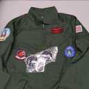 Kids Fighter Pilot Costume - Air Force Flight Suit Roleplay Dress Up with Aviator Accessories for Girls Boys (6-7 Years, Army Green)