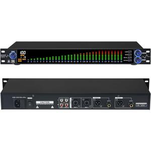 Digital Equalizer for Home Stereo Audio System, Professional 31 Band Dual Channel Graphic Equalizer Music EQ with PC Tuning, Noise Reduction & Spectrum Analyzer Display - Black