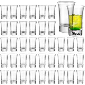 40 Pack Shot Glass Bulk Set with Heavy Base, 1.5 Ounce Whiskey Shot Glasses, Clear Shot Glasses Set, Round Shot Glass Bulk, Small Shot Cups for Vodka, Whiskey, Tequila, Espresso, Liquor