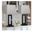 Touch Control Table Lamp Set of 2, Modern Black Bedside Lamps with USB C+A Ports & AC Outlet, 3 Way Dimmable Bedroom Lamps for Night Stands Bedroom Living Room, Nightstand Lamp