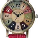 Gosasa Creative Multicolor Watch for Women Woven Strap Fashion Rainbow Pattern Women's Watches Boho Hippie Watch Casual Style Wonderful Ladies Gift (Red)