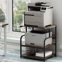 Fannova Large Printer Stand with Adjustable Storage Shelf, 3 Tier Printer Cart with Wheels for Home Office Organization, Rolling Table Stand for Heat Press Mini Fridge, Industrial Style 