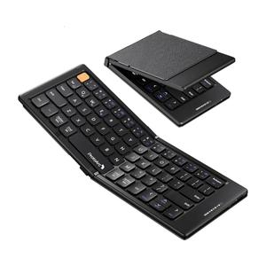 ProtoArc Foldable Compact Keyboard, XK04 Portable Bluetooth Keyboard with PU Leather Cover, Pocket-Sized Wireless Travel Keyboards for iPad, iPhone, Smartphone, Tablet and Laptop - Black