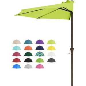 JEAREY 9ft Half Umbrella Outdoor Patio Umbrella Market Umbrella with Crank, 1/2 Round Wall Umbrella 5 Sturdy Ribs UV Protection for Pool Garden Balcony Deck, Apple Green
