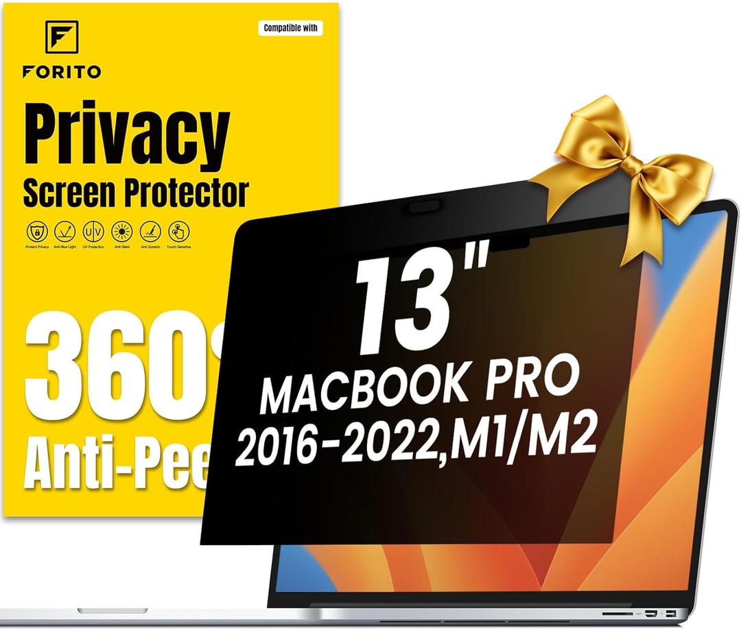 F FORITO 360 Privacy Screen Protector Compatible with MacBook Pro 13 inch (2016, 2017, 2018, 2019, 2020, 2021, 2022, M1, M2), Anti Peeping, Anti Glare and Scratch Resistant Laptop Privacy Screen